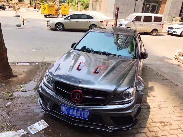 奔驰C级金属烟枪灰车身改色案例
