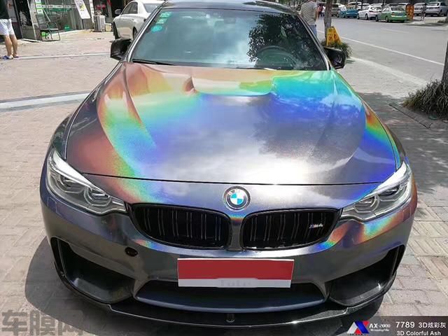 宝马M4汽车改色贴膜幻彩镭射灰效果图