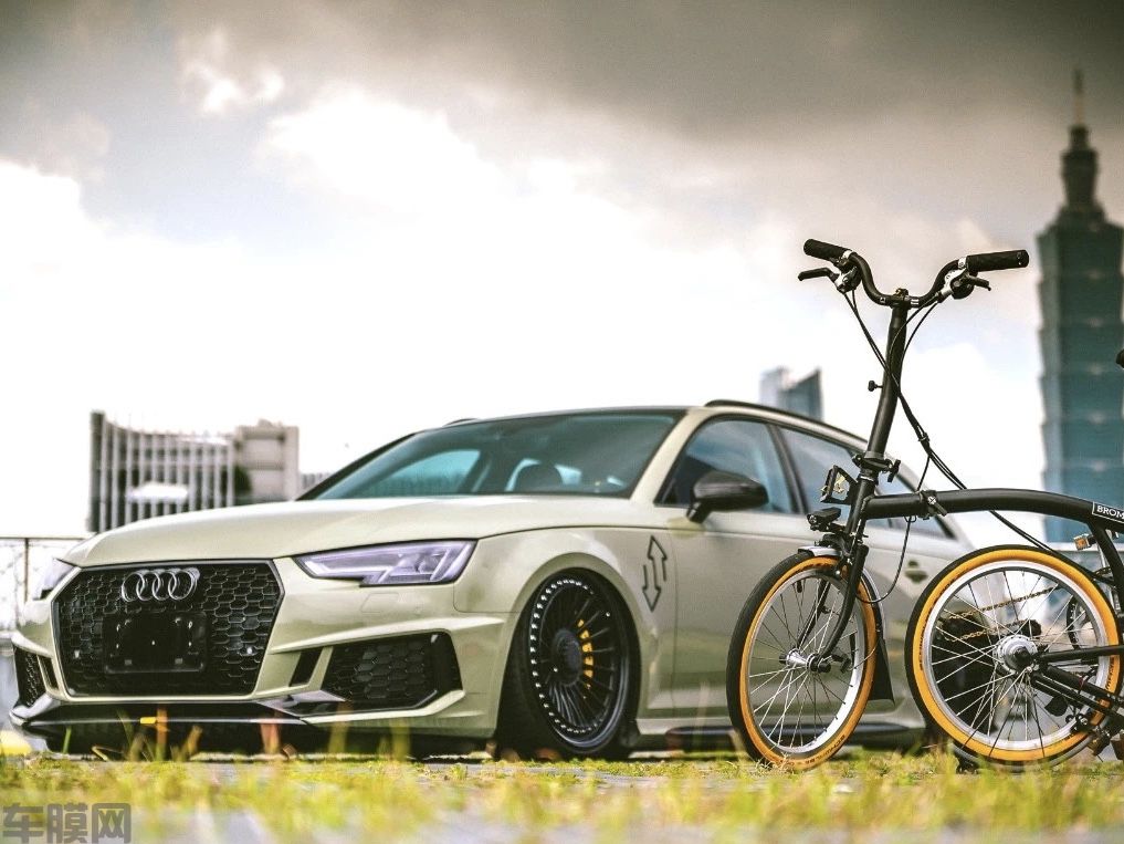 卡其绿奥迪A4 Avant (B9)贴膜改色效果图