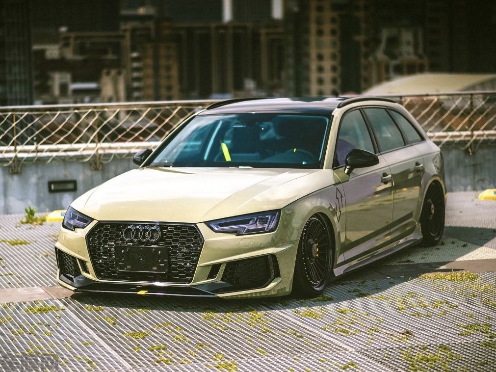 卡其绿奥迪A4 Avant (B9)贴膜改色效果图