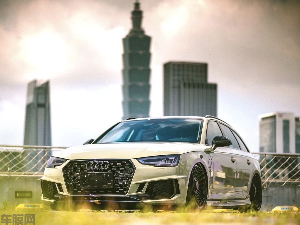 卡其绿奥迪A4 Avant (B9)贴膜改色效果图