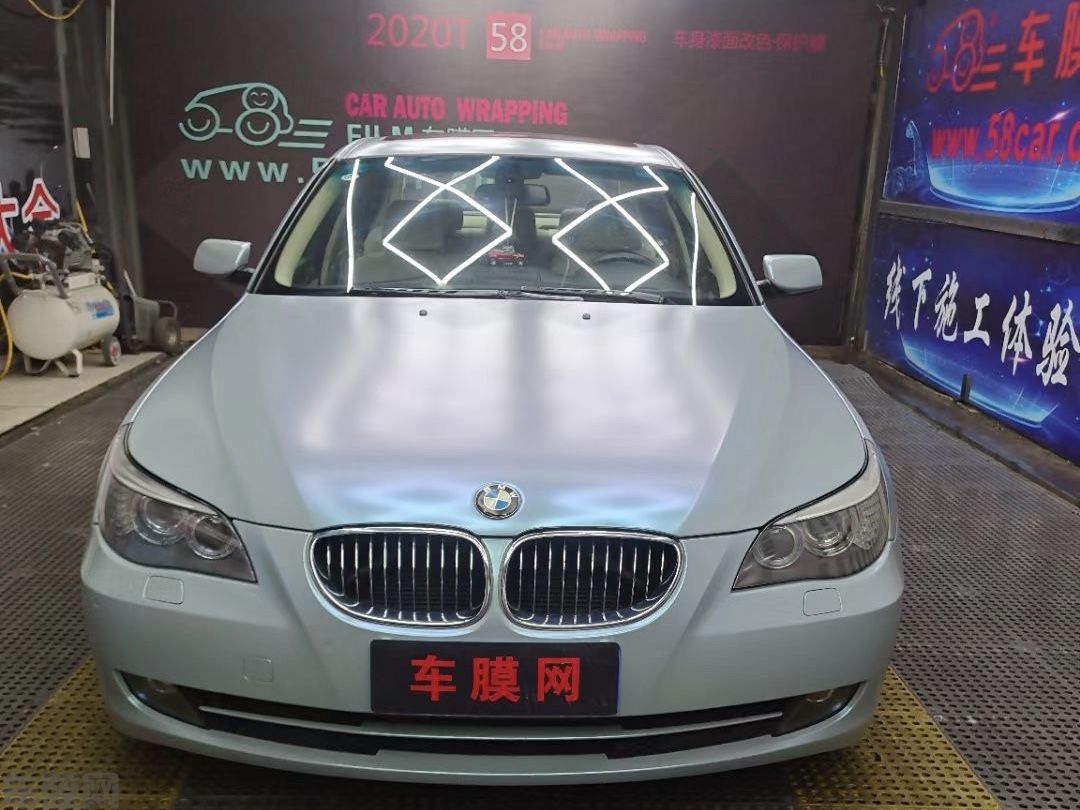 宝马523LI 哑光钻石灰魅蓝改色膜 效果图