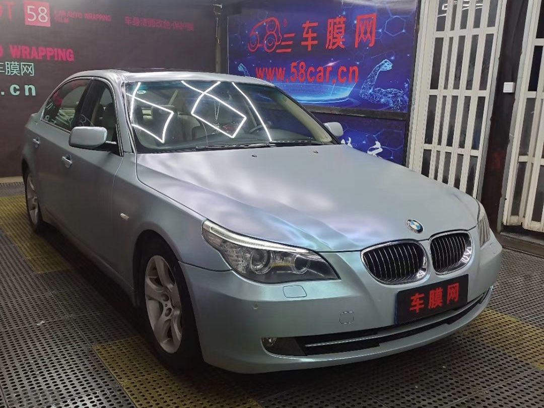 宝马523LI 哑光钻石灰魅蓝改色膜 效果图