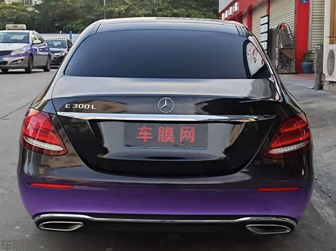 奔驰E300L 黑紫渐变改色膜 效果图