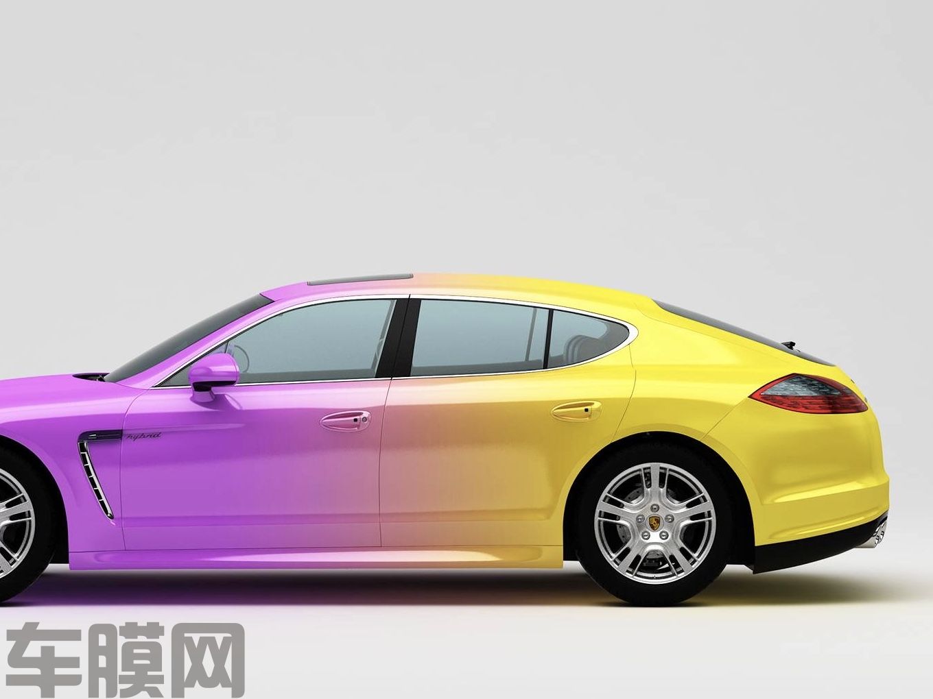 保时捷Panamera 紫黄渐变改色膜 效果图