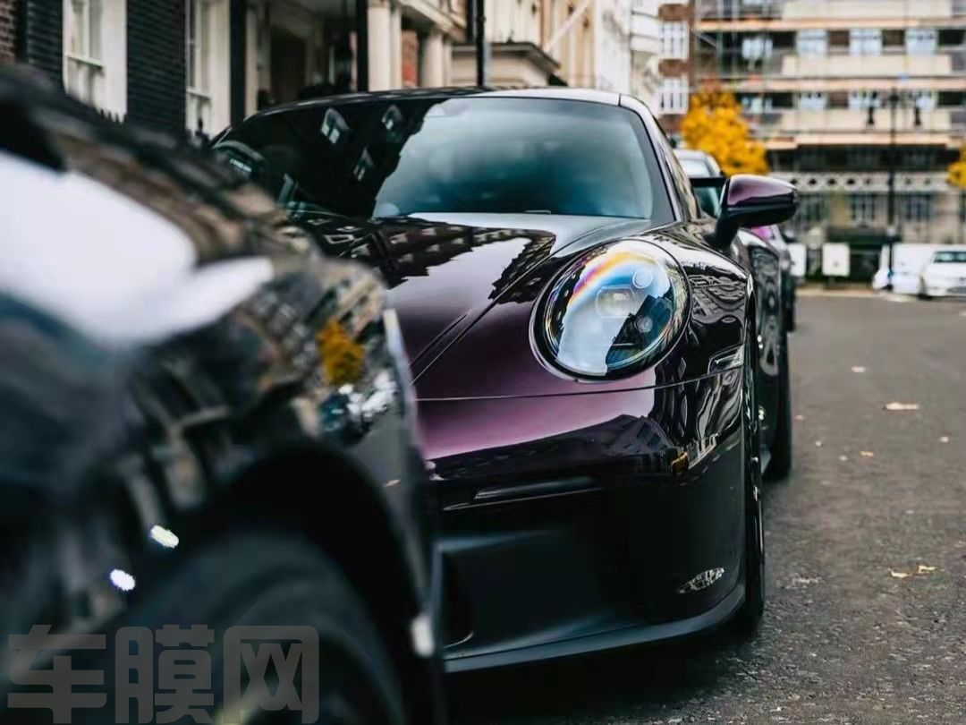 保时捷 922 GT3 黑比诺紫改色膜 效果图
