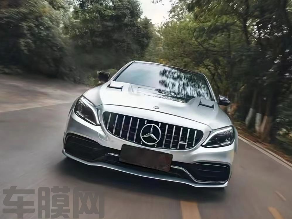 奔驰AMG C63 电光金属钛银改色膜 效果图