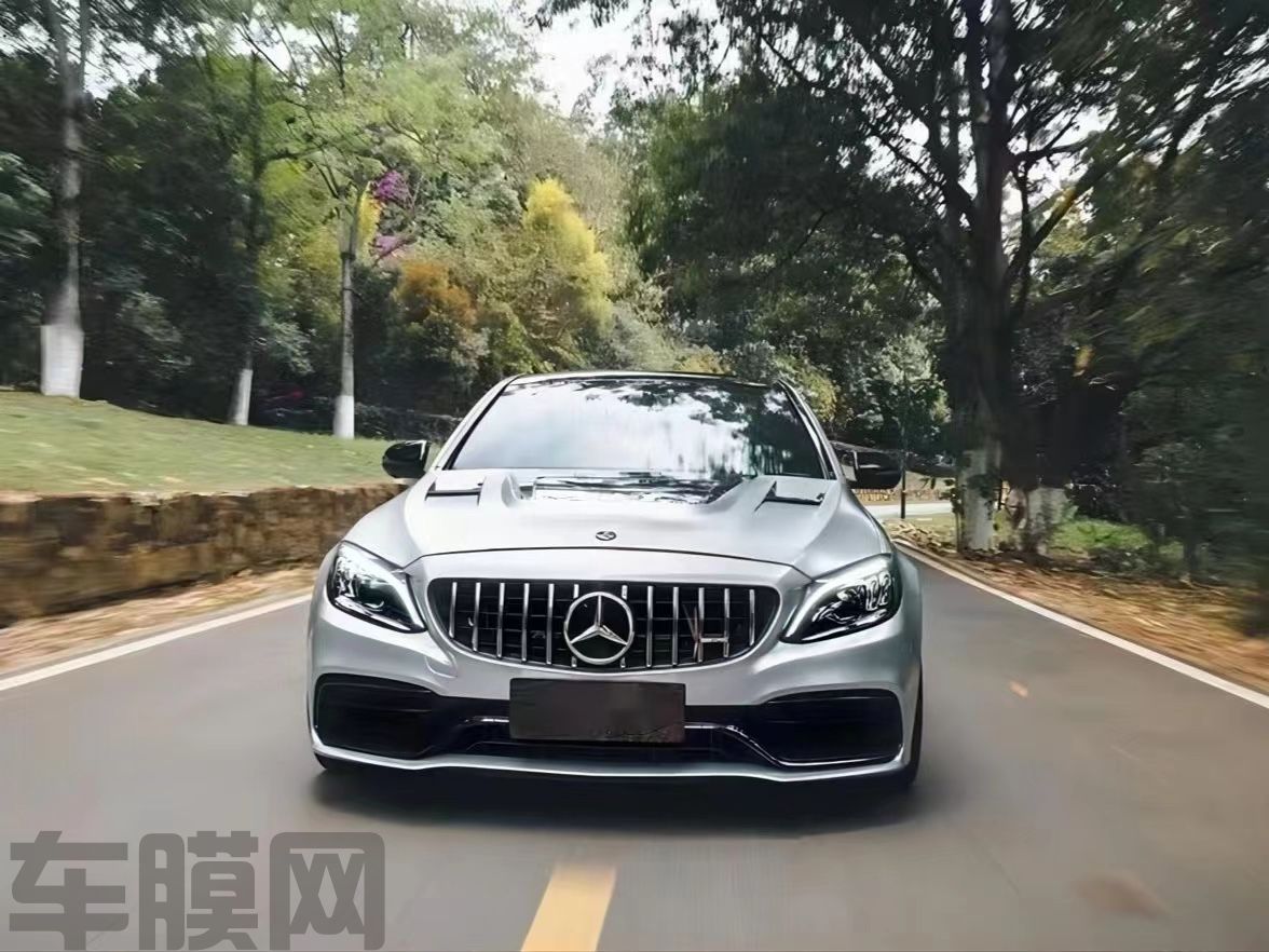 奔驰AMG C63 电光金属钛银改色膜 效果图