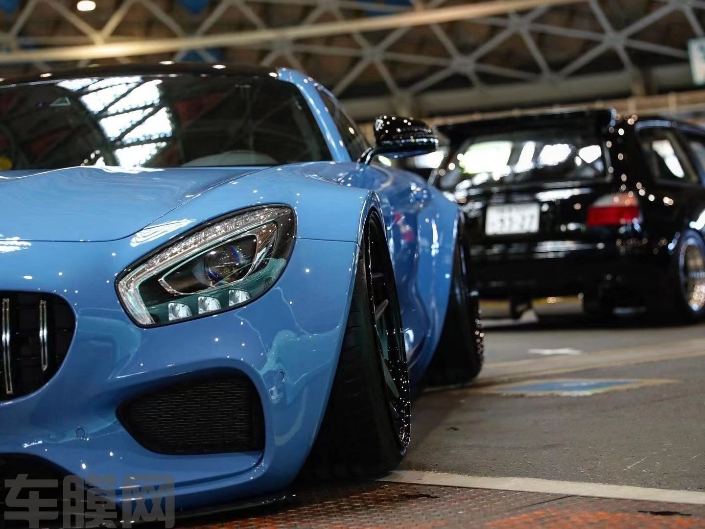 奔驰AMG GT 瓷器蓝改色膜 效果图