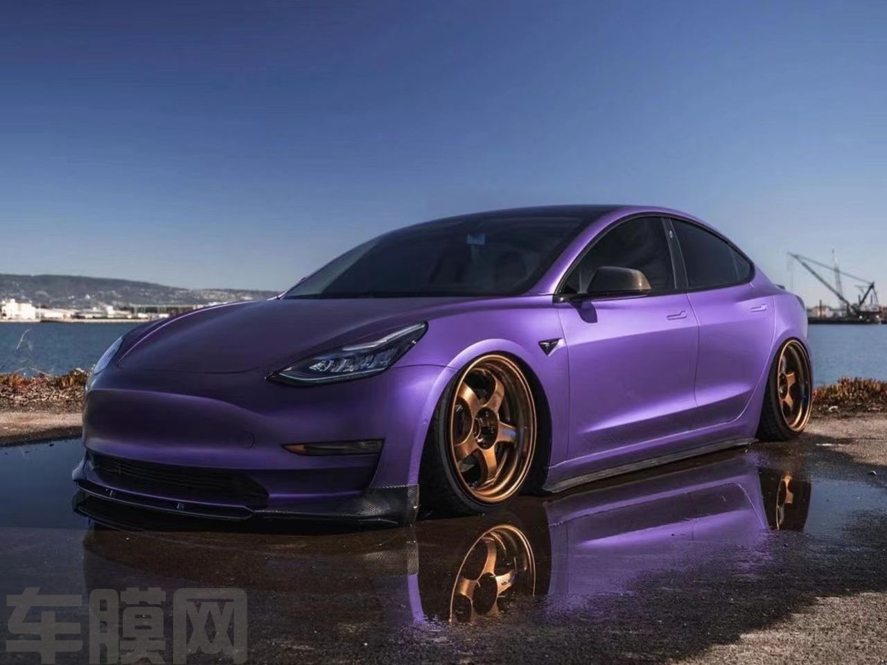 特斯拉Model 3 绸缎紫改色膜 效果图