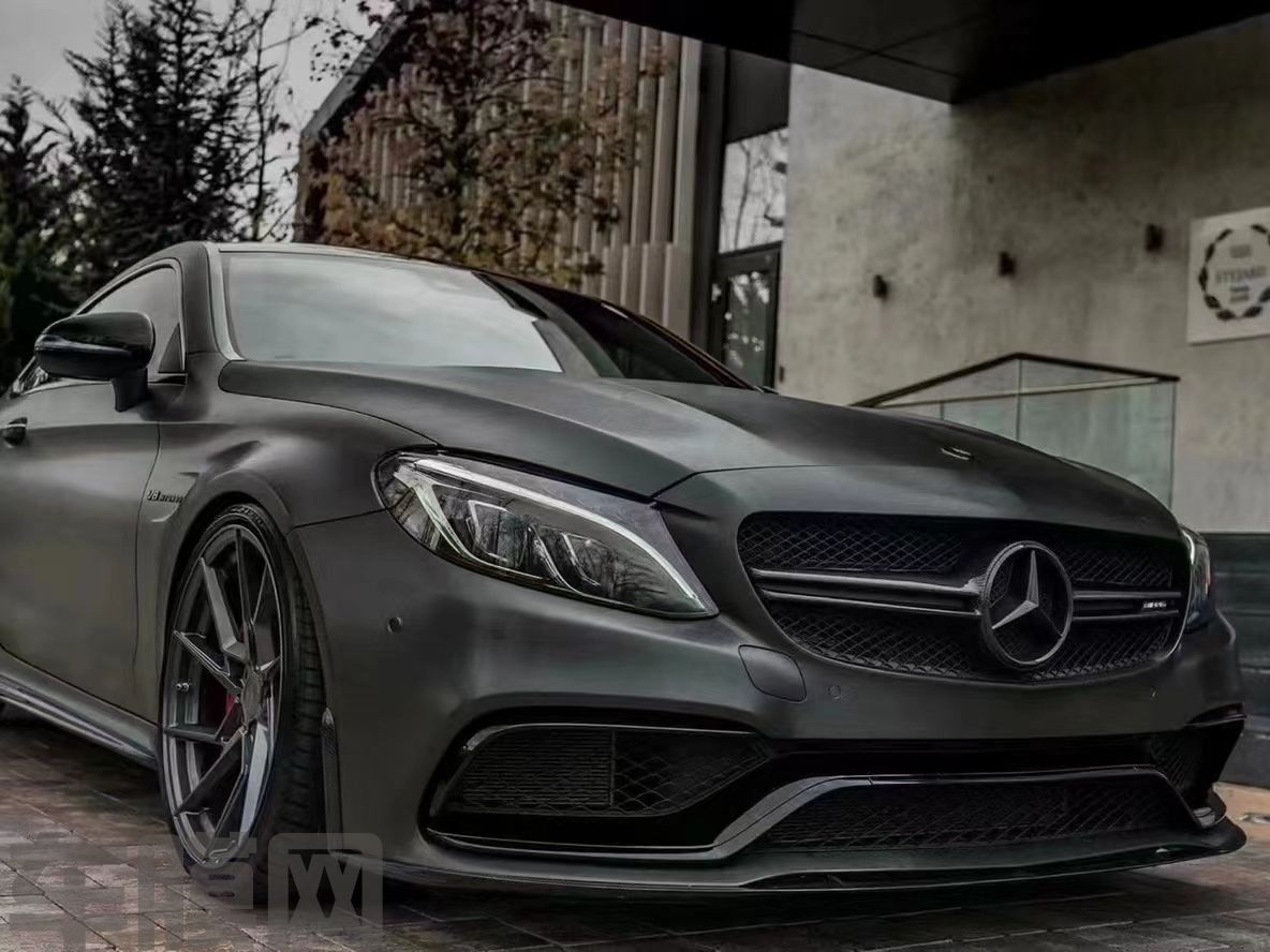 奔驰C63 AMG 重金属拉丝黑改色膜 效果图