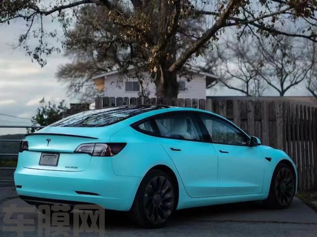 特斯拉Model3 蒂芙尼蓝改色膜 效果图