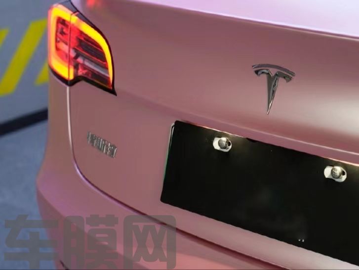 特斯拉Model3 电光樱花粉改色膜 效果图