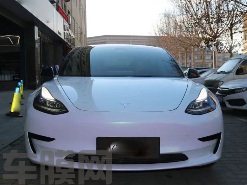 特斯拉Model3 曙光白改色膜 效果图