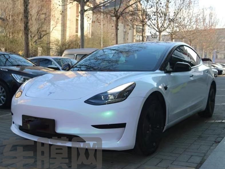 特斯拉Model3 曙光白改色膜 效果图
