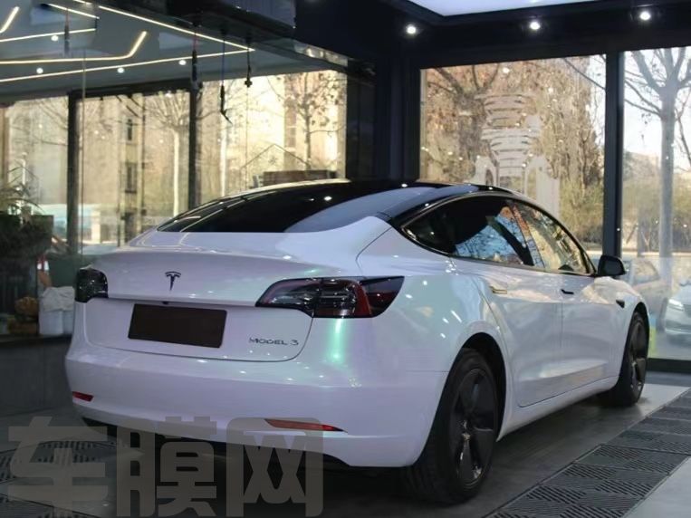 特斯拉Model3 曙光白改色膜 效果图