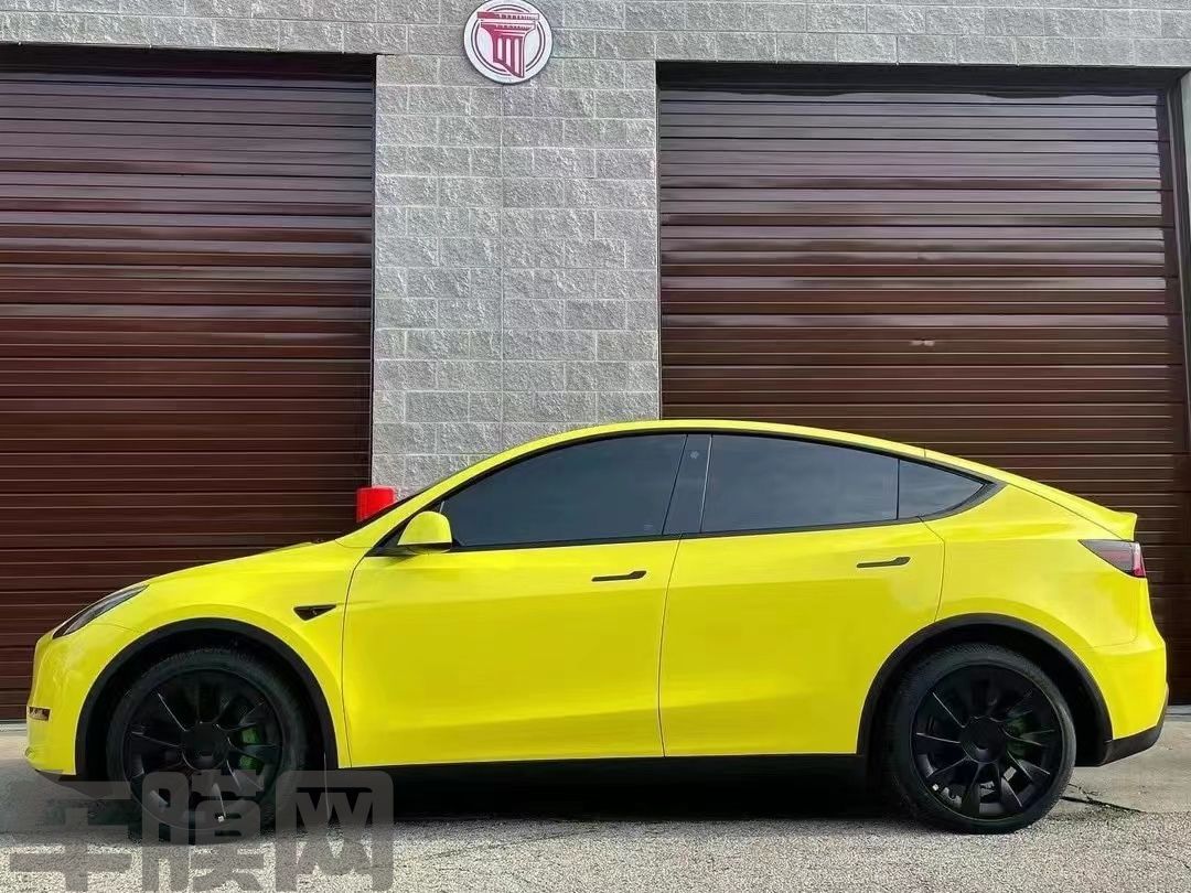 特斯拉Model Y 高亮柠檬黄改色膜 效果图