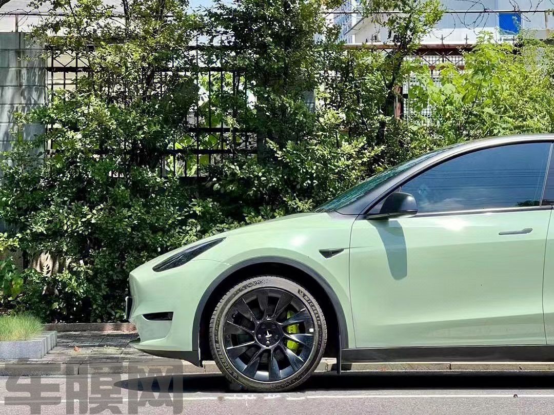 特斯拉Model Y 水晶卡其绿改色膜 效果图
