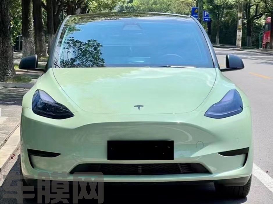 特斯拉Model Y 水晶卡其绿改色膜 效果图