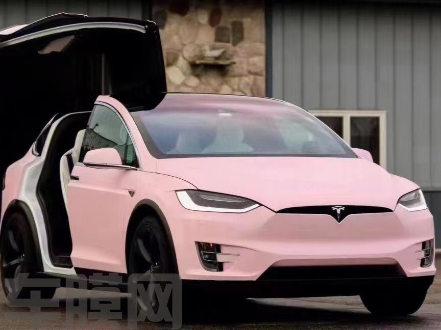 特斯拉Model X 消光胭脂粉改色膜 效果图