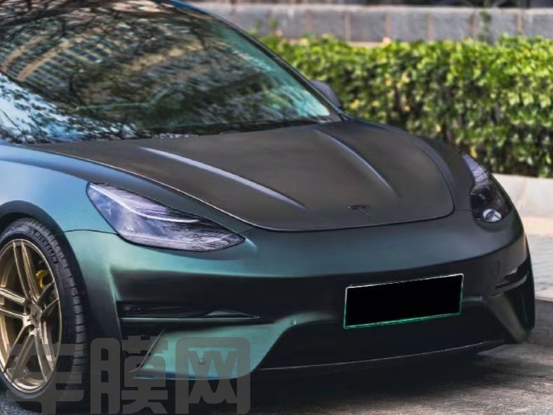 特斯拉Model Y 超哑橄榄绿改色膜 效果图