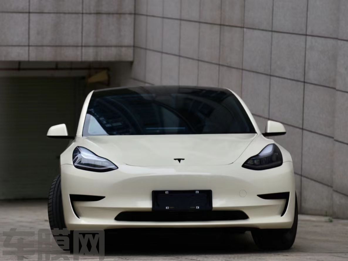 特斯拉Model 3 卡其米兰改色膜 效果图