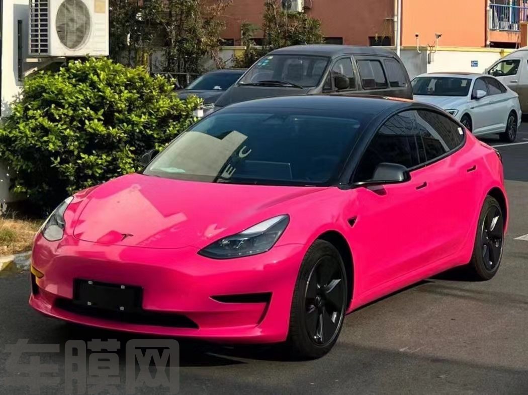 特斯拉Model 3 甜菜根紫改色膜 效果图