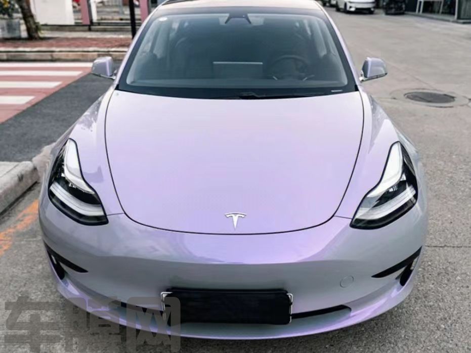 特斯拉Model 3 梦幻灰魅紫改色膜 效果图