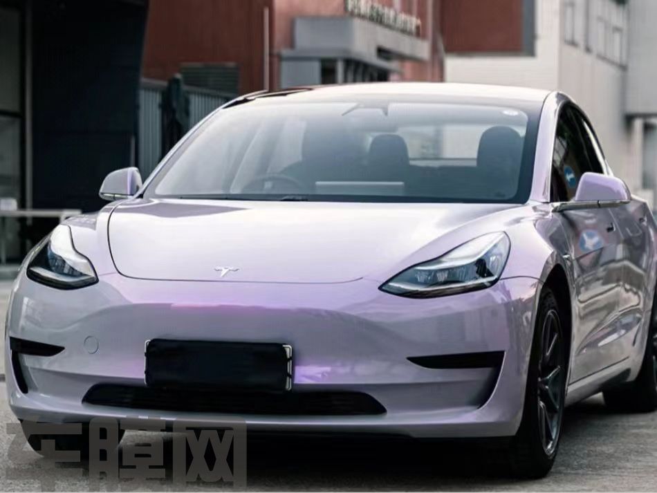 特斯拉Model 3 梦幻灰魅紫改色膜 效果图