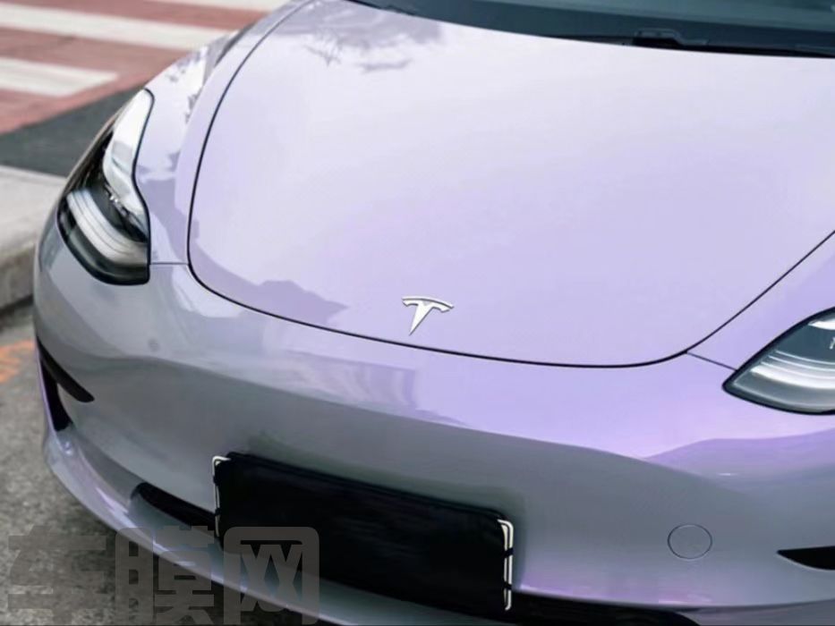 特斯拉Model 3 梦幻灰魅紫改色膜 效果图