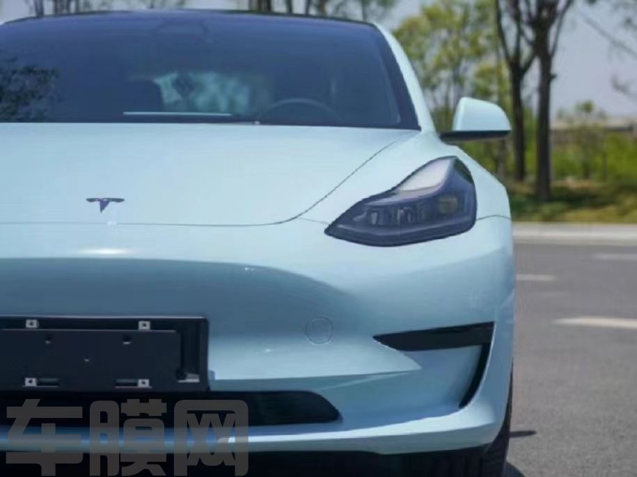 特斯拉Model 3 冰川蓝改色膜 效果图