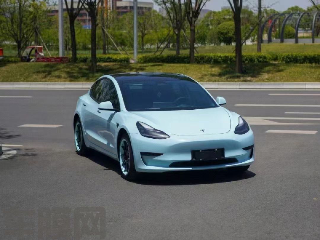 特斯拉Model 3 冰川蓝改色膜 效果图