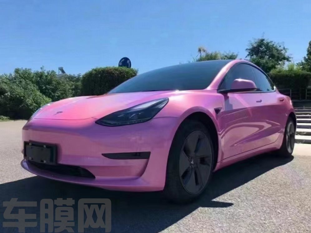 特斯拉Model 3 七彩镭射粉改色膜 效果图