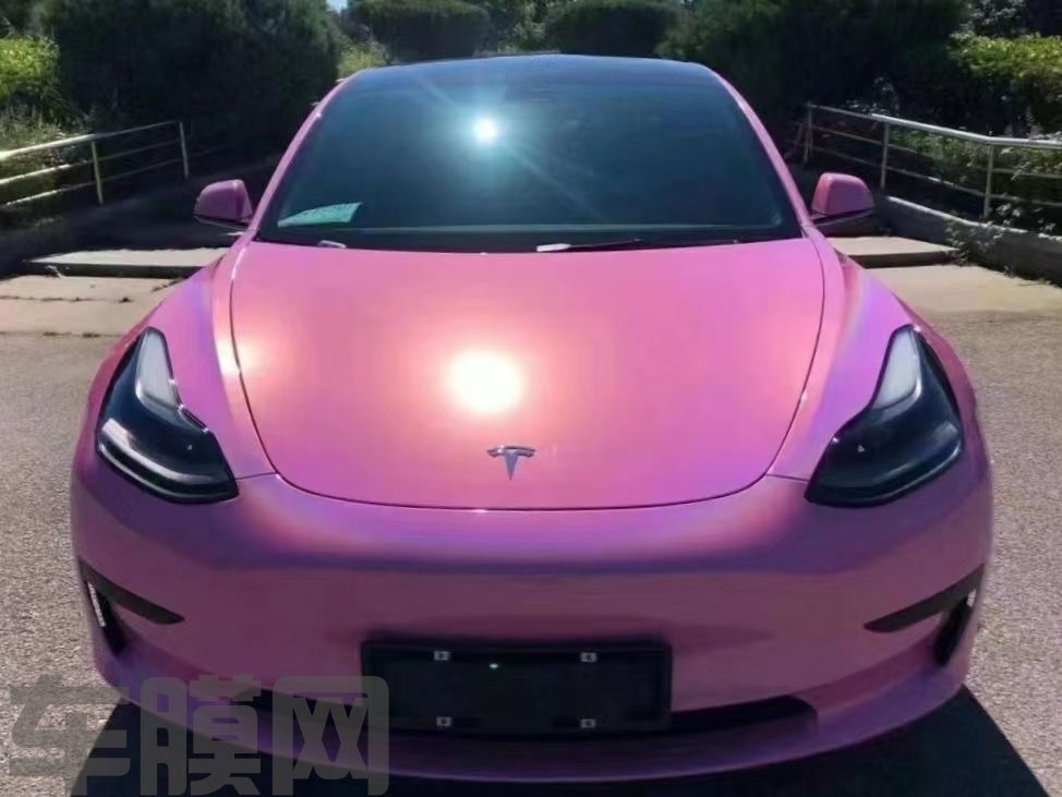 特斯拉Model 3 七彩镭射粉改色膜 效果图