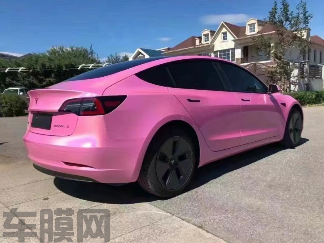 特斯拉Model 3 七彩镭射粉改色膜 效果图