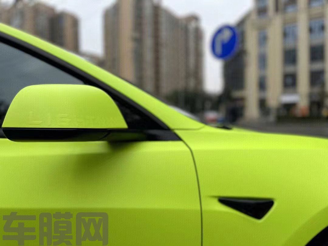 特斯拉Model 3 消光荧光黄改色膜 效果图