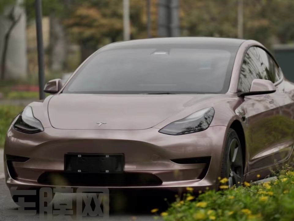 特斯拉Model 3 冰莓粉改色膜 效果图