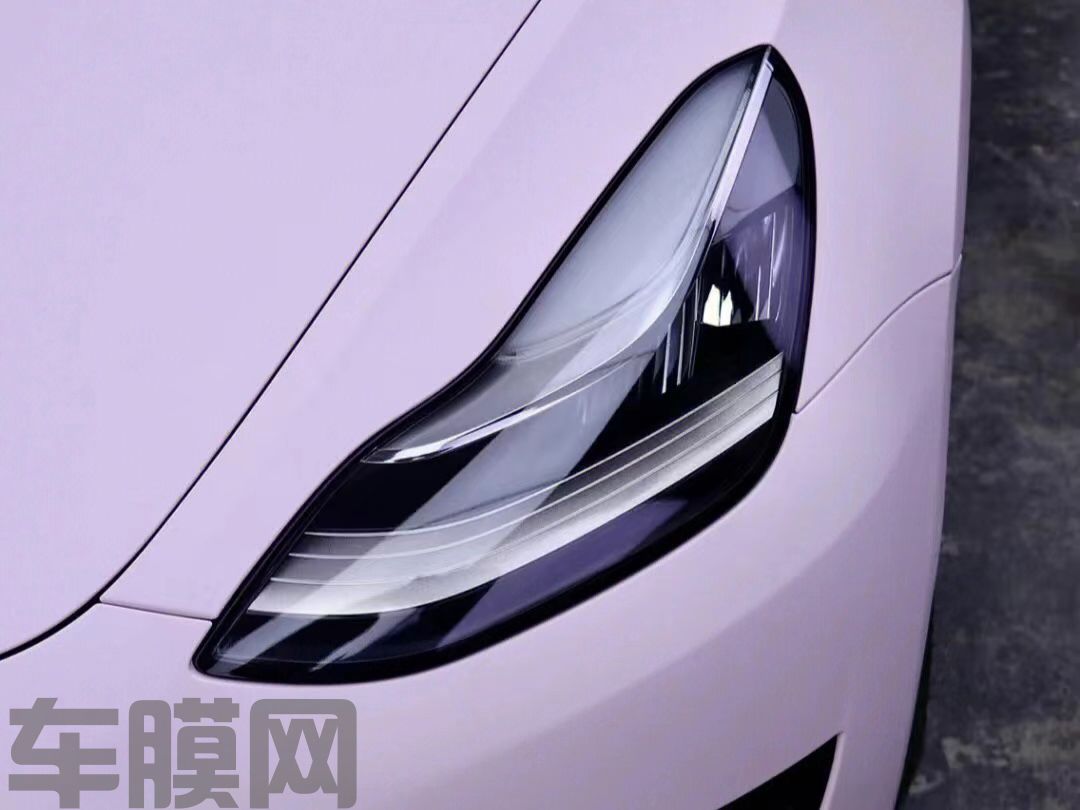特斯拉Model 3 玫瑰水粉改色膜 效果图