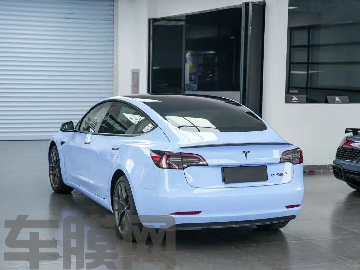特斯拉Model 3 迷雾蓝改色膜 效果图