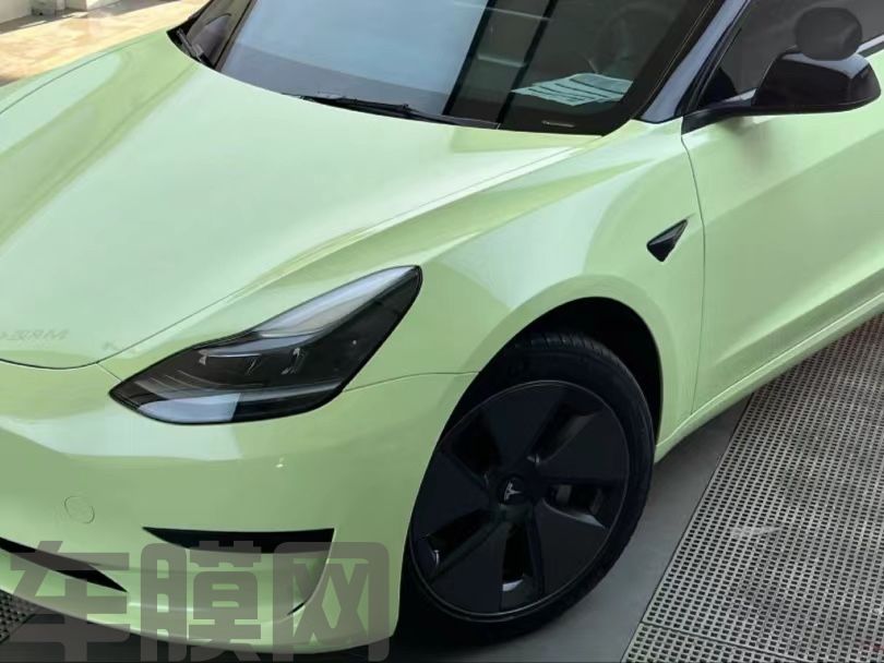 特斯拉Model 3 牛油果绿改色膜 效果图