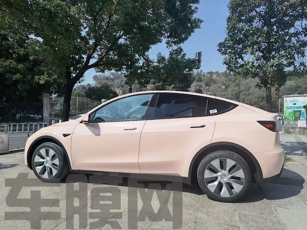 特斯拉Model Y 贝壳粉改色膜 效果图