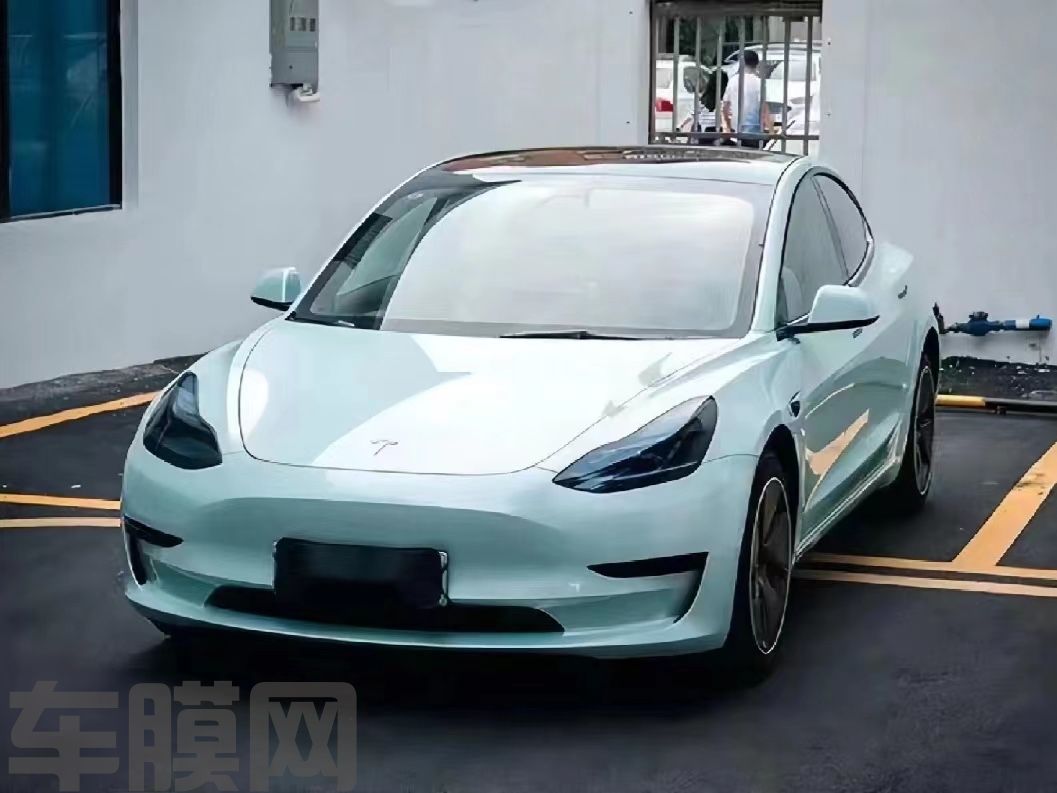 特斯拉Model 3 马卡龙月光玉改色膜 效果图
