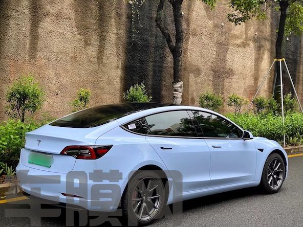 特斯拉Model 3 迷雾蓝改色膜 效果图