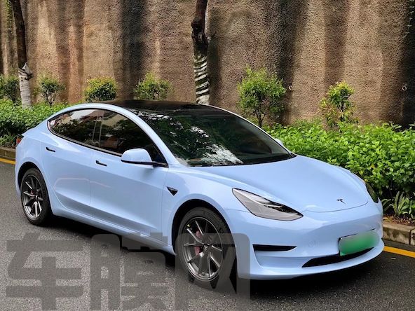 特斯拉Model 3 迷雾蓝改色膜 效果图